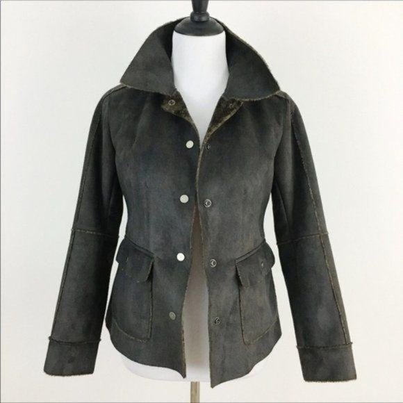 CAbi Jackets & Blazers - Cabi Brown Faux Suede Snap Front Jacket Size Large